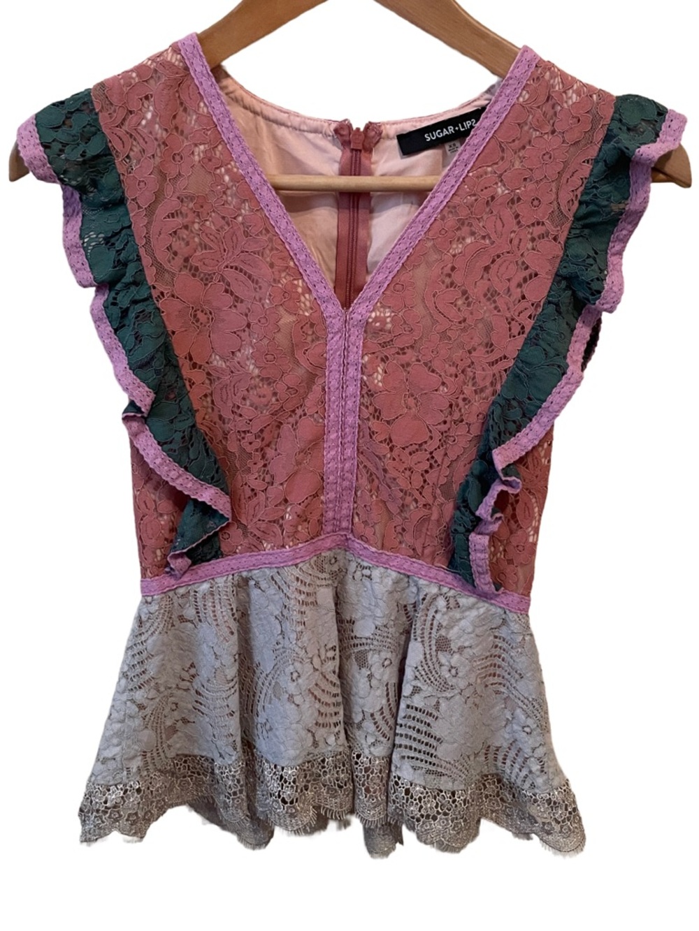 Sugarlips Marilyn Lace Peplum Top XS